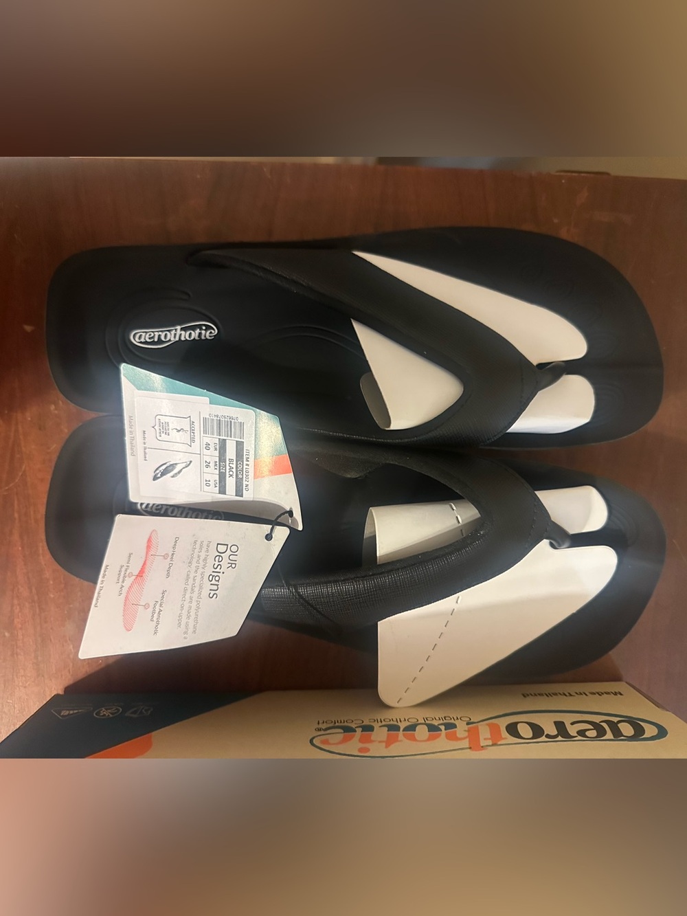 Aerothotic Black and White Flip Flops